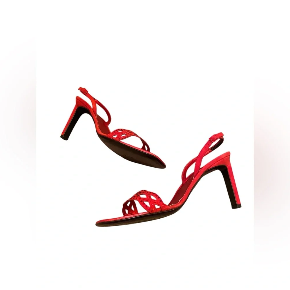 St.John Crystal embellished Red slingback heels